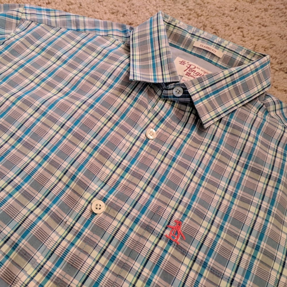 Original Penguin ♠️ short sleeve shirt mens M EUC